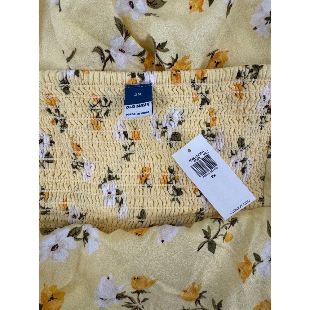 Old Navy Womens 2X Yellow Floral Smocked Back Mini Dress Adjustable Straps NWT - Picture 4 of 6